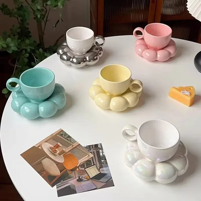 Ceramic cloud mug with saucer