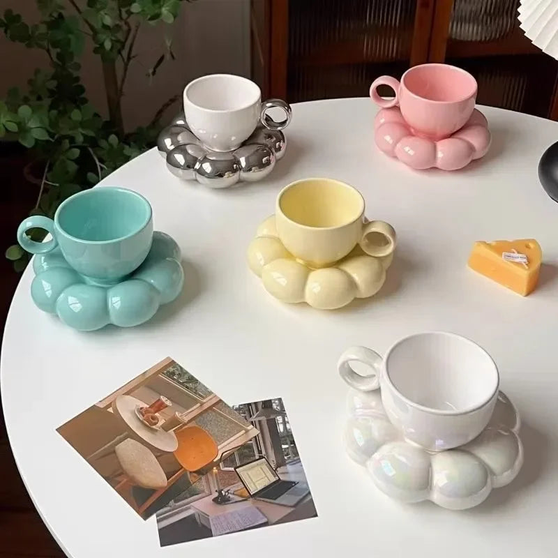 Ceramic cloud mug with saucer
