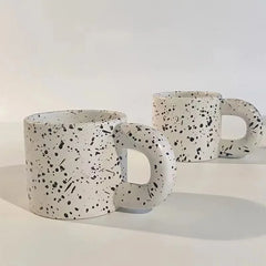 330ml Creative Nordic Ceramic Cup Home Breakfast Milk Oat Cups Splash Ink Wave Dot Mug Irregular Spotted Desig Thick Handle Mugs