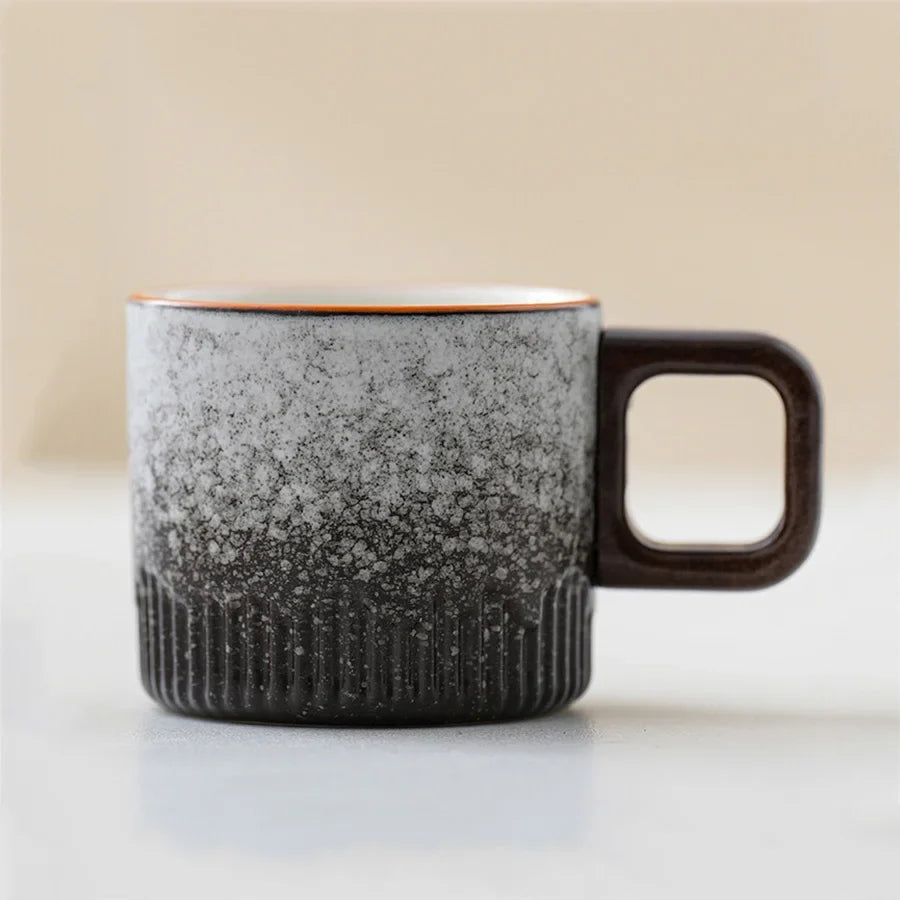 60ml Gradient ceramic tea cup with handle, heat-resistant coffee cup, household hand drawn mini minimalist mug