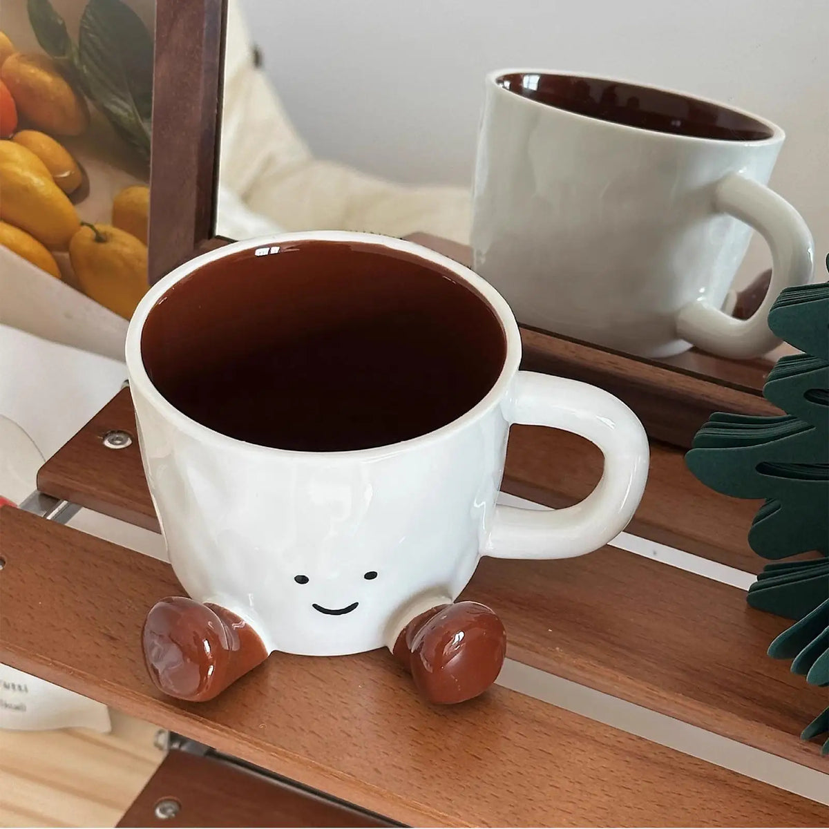 Ceramic coffee mug Adorable feet cup Beverage Container Funny Latte Milk Mug cute smiling face Ceramic cup foot-shaped mug
