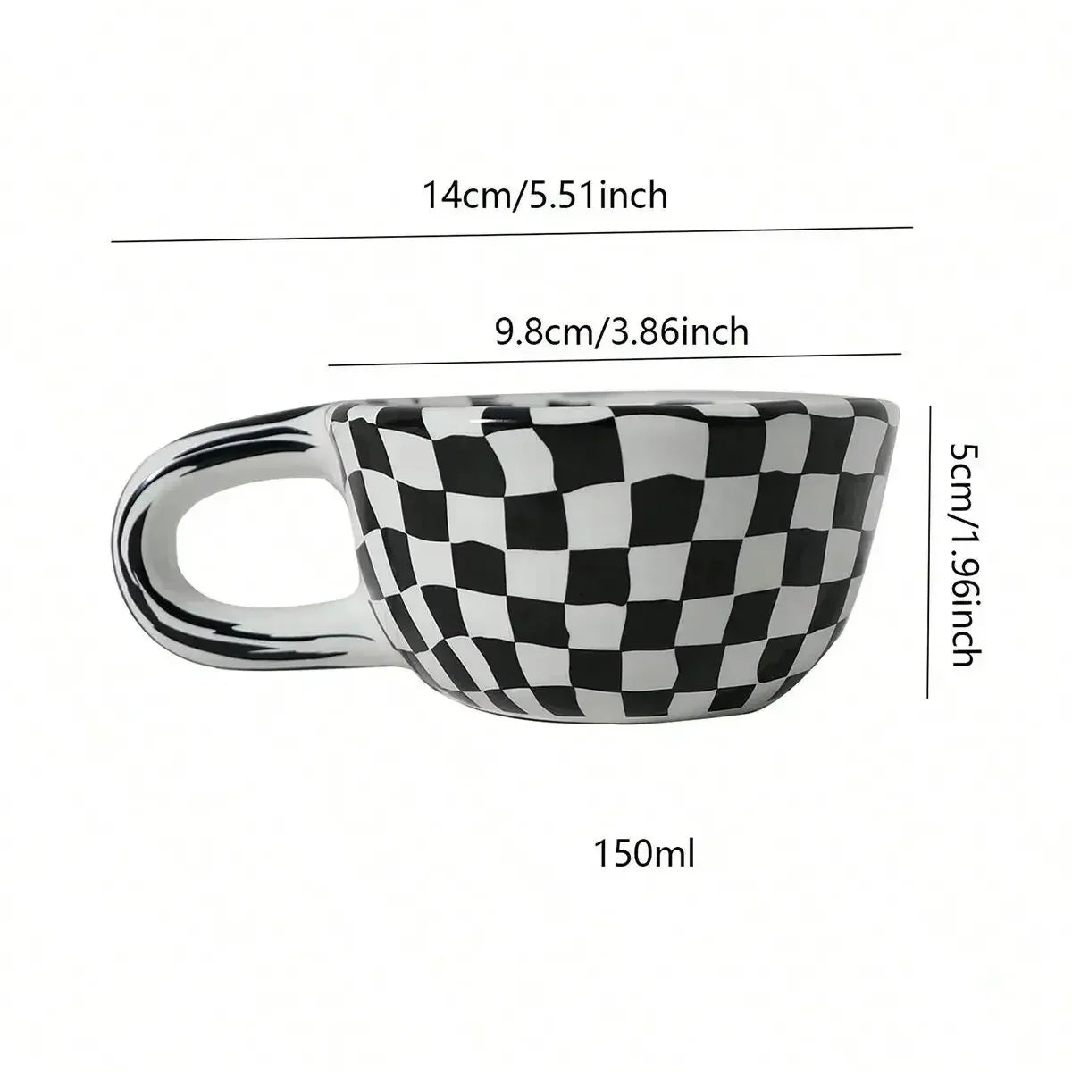 1pc A unique checkerboard ceramic coffee cup - perfect for coffee, milk, tea - an ideal gift for friends and home decor