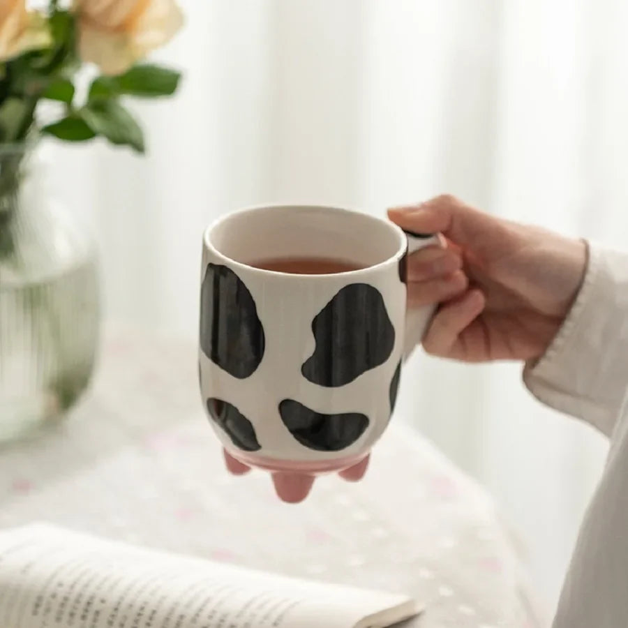 1pc 500ml/17oz Funny Cow Print Coffee Mug, Ceramic Coffee Cup, Water Cup, Summer Winter Drinkware, Perfect Gift