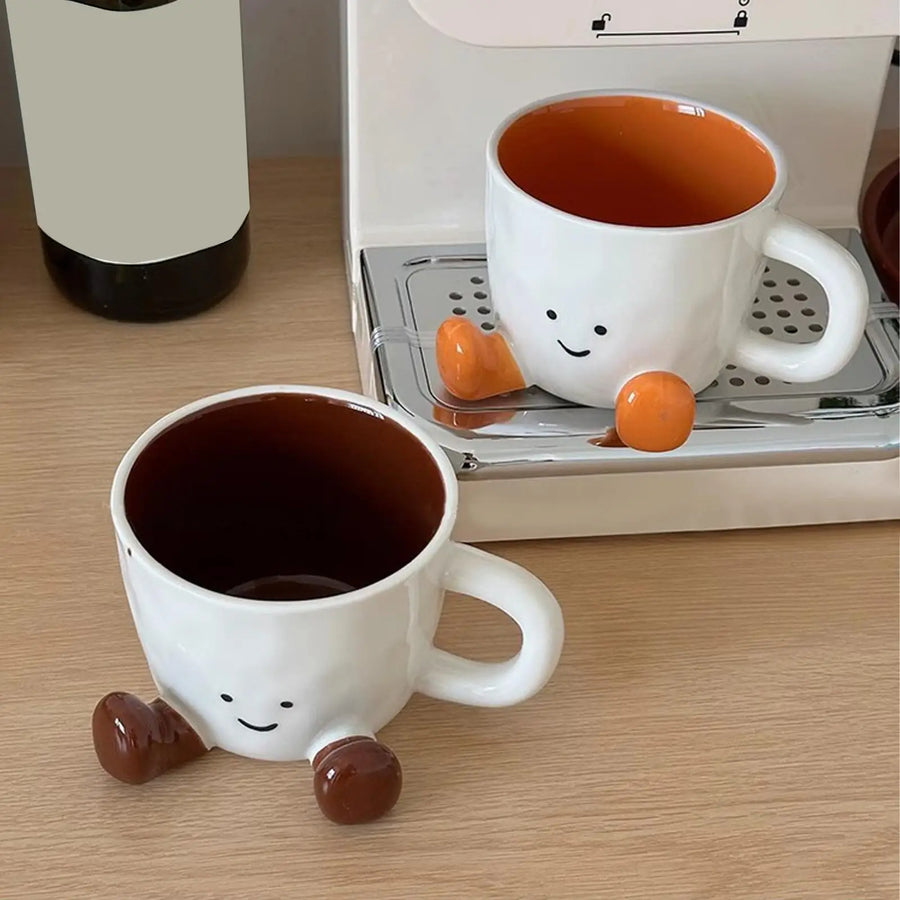 Ceramic Coffee Cup Water Cup with Feet Cute Decorative Coffee Beverage Mug for Photographers Men Women Kids Birthday Christmas