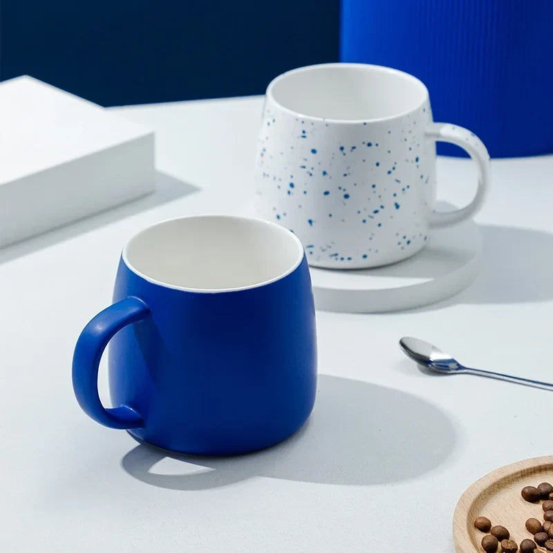 500ml Blue Ceramic Mug Gift Package Coffee Cup Creative design Splash ink Breakfast Oatmeal Cup Festival Gift Porcelain Mug