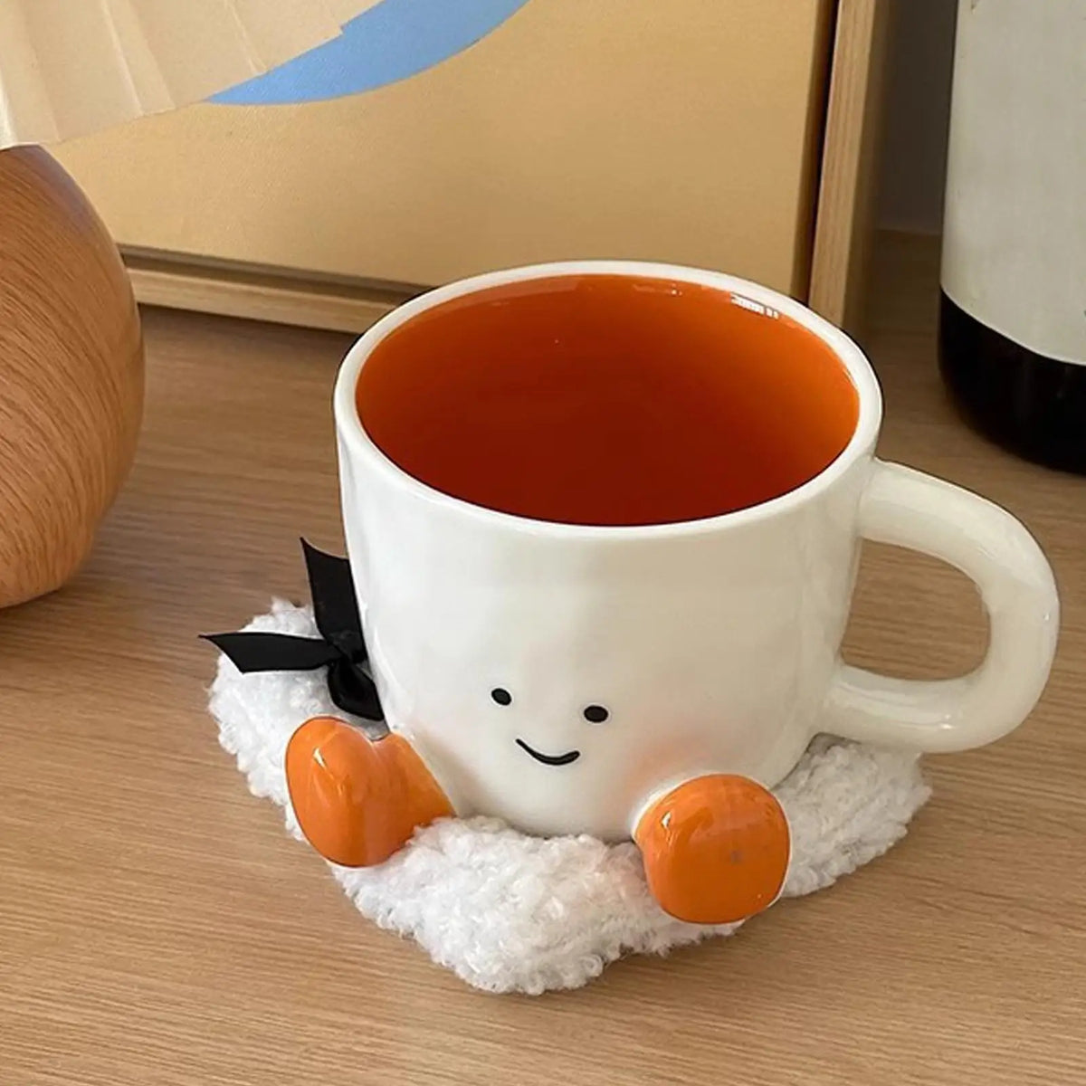 Ceramic coffee mug Adorable feet cup Beverage Container Funny Latte Milk Mug cute smiling face Ceramic cup foot-shaped mug