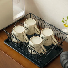 Microwave Safe Ceramic Coffee Cup 385ml Non-slip Exquisite Water Cup Heat-resistant Comfortable Grip Antique Style Mug