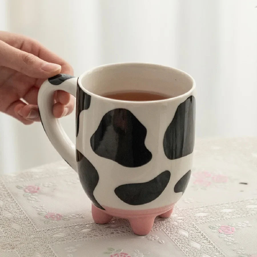1pc 500ml/17oz Funny Cow Print Coffee Mug, Ceramic Coffee Cup, Water Cup, Summer Winter Drinkware, Perfect Gift