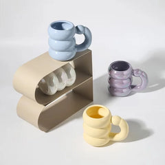 420ml Ceramic Chubby Mug Creative Nordic Coffee Cup Cute Office Afternoon Tea Cloud Mugs Kitchen Drinkware Home Accessories