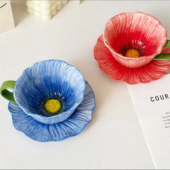 Creative Ceramic Coffee Mug Saucer Three-dimensional Flower Decoration Cup Delicate Latte Coffee Cup Home Breakfast Oatmeal Mug