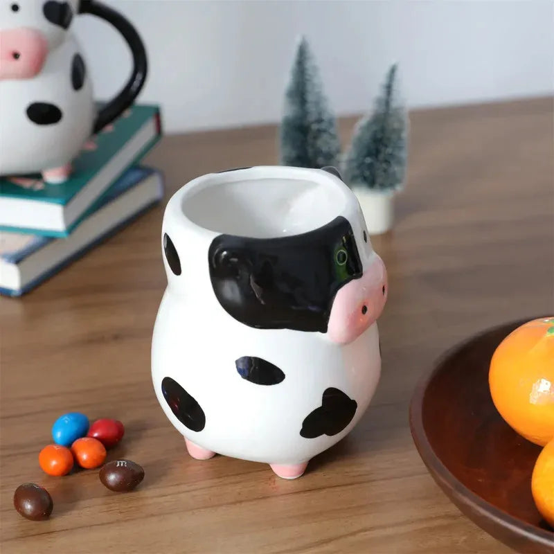 Cartoon Cow Ceramic Mug for Home Baking Dessert Cute Coffee Cup Creative Milk Mugs Breakfast Cup Juice Cup Kids Christmas Gift