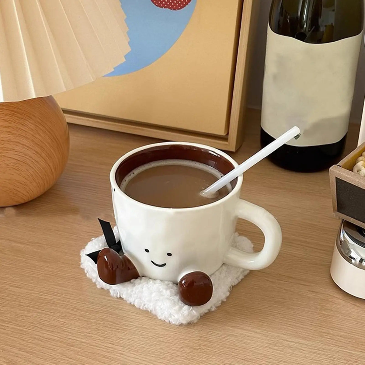 Ceramic coffee mug Adorable feet cup Beverage Container Funny Latte Milk Mug cute smiling face Ceramic cup foot-shaped mug