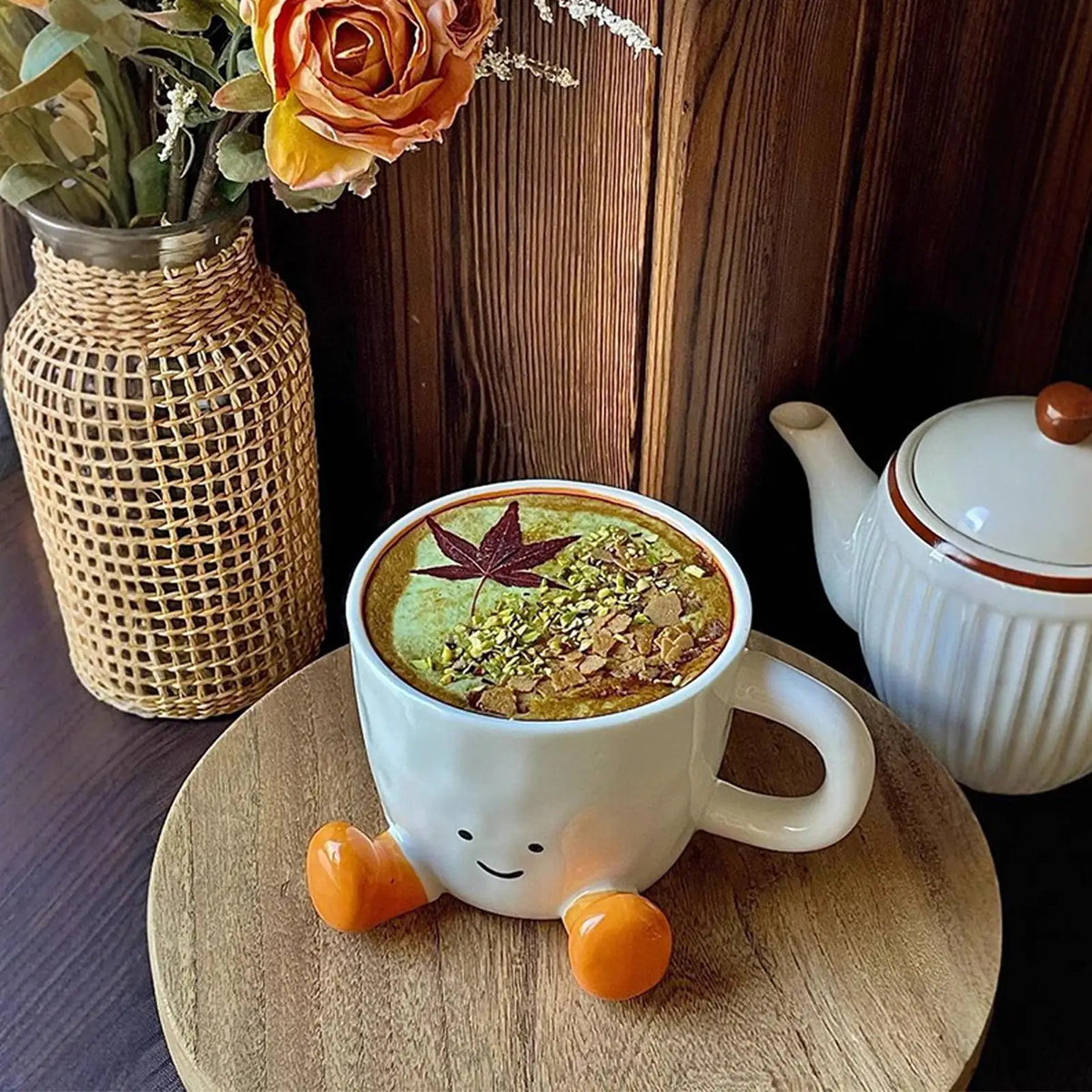 Ceramic coffee mug Adorable feet cup Beverage Container Funny Latte Milk Mug cute smiling face Ceramic cup foot-shaped mug
